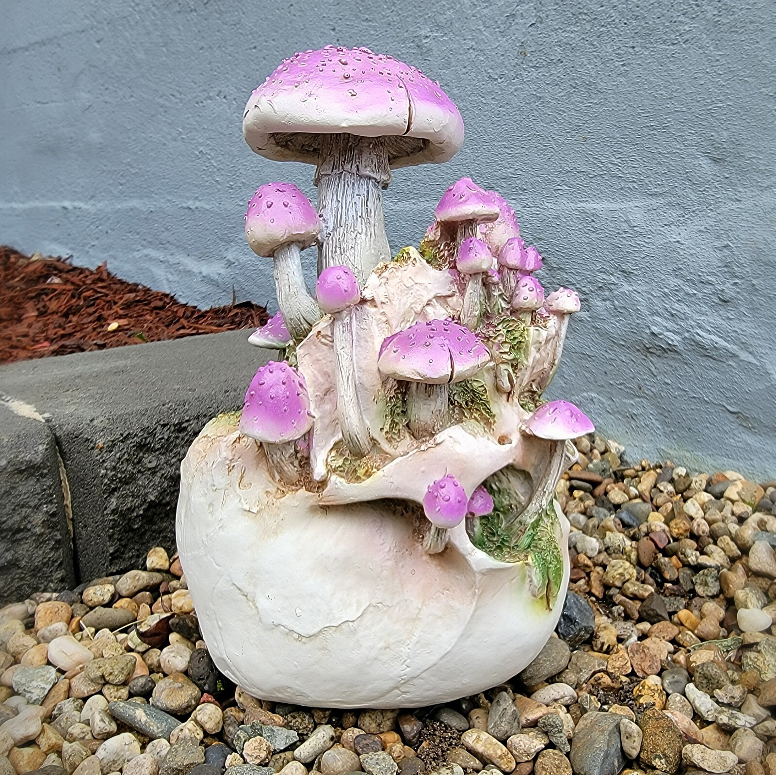 Mushroom skull, violet webcap, goblincore, oddities decor