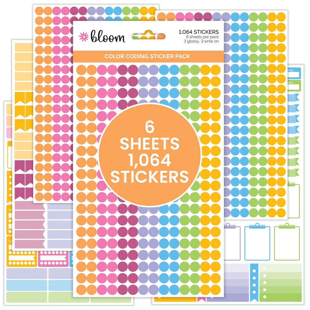 bloom daily planners Planner Stickers, Color Coding Pack, Bright