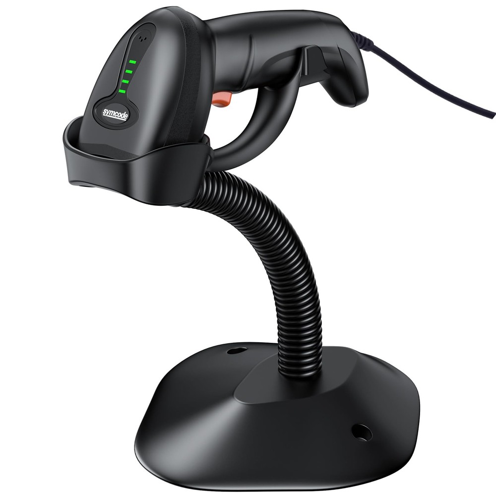 Symcode USB 1D Barcode Scanner with Stand Handheld Wired Laser Bar Code Reader
