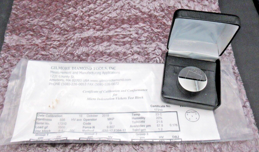 Gilmore Diamond Tools Micro Indentation Vickers Test Block 556 Hardness *NEW*