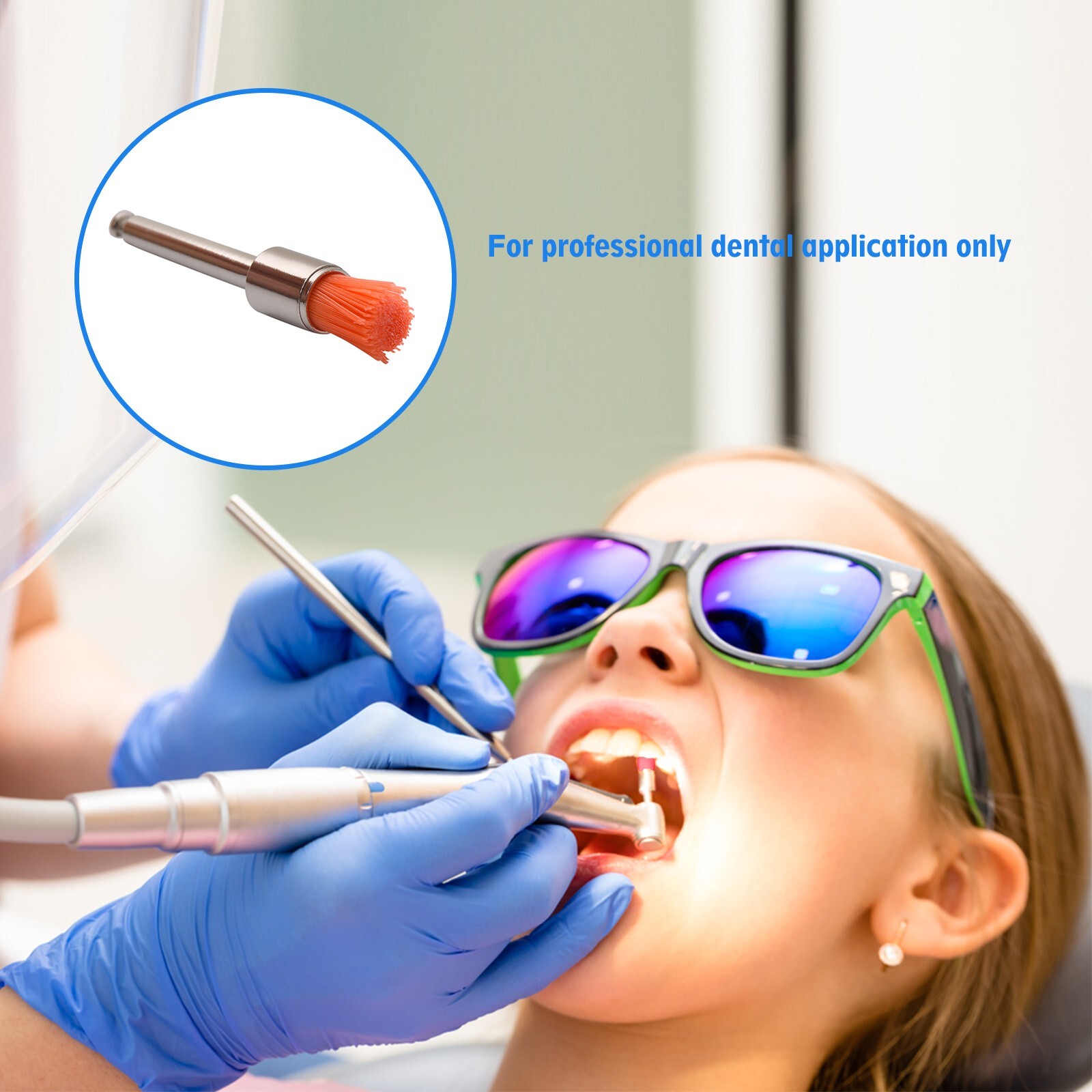 400 Disposable Dental Prophy Polishing Brush Latch Flat Type Rainbow