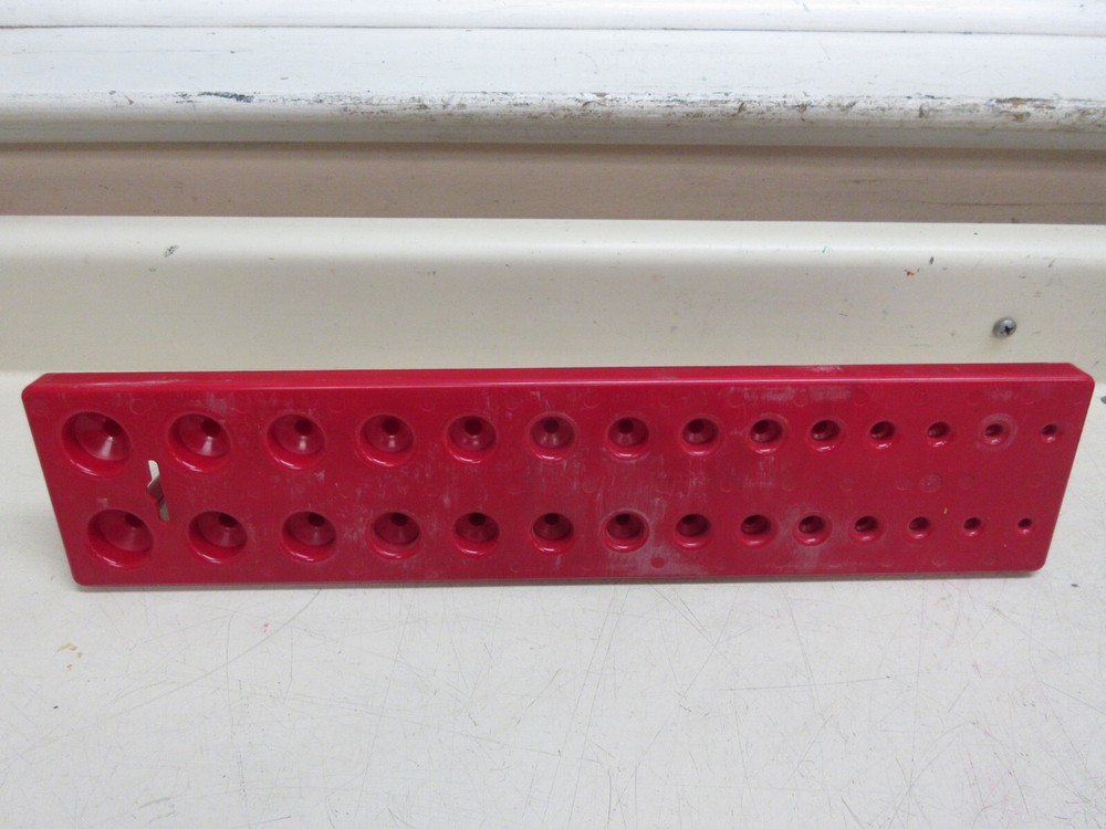 Snap On KA12FRRD 1/2" Drive SAE 2-Row Post Red Plastic Socket Tray 3/8" - 1-1/4"