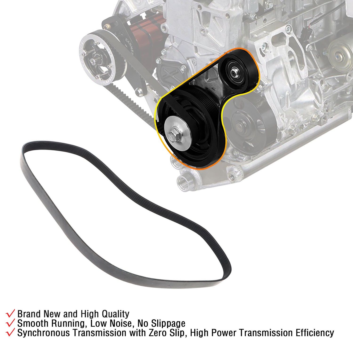 New AC Compressor Drive Belt for Cadillac Escalade Chevrolet Suburban GMC Yukon