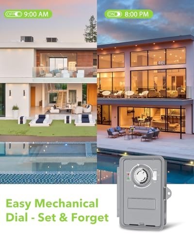 Heavy Duty 24-Hour Programmable Pool Pump Timer, Outdoor Mechanical Timer Box, 2