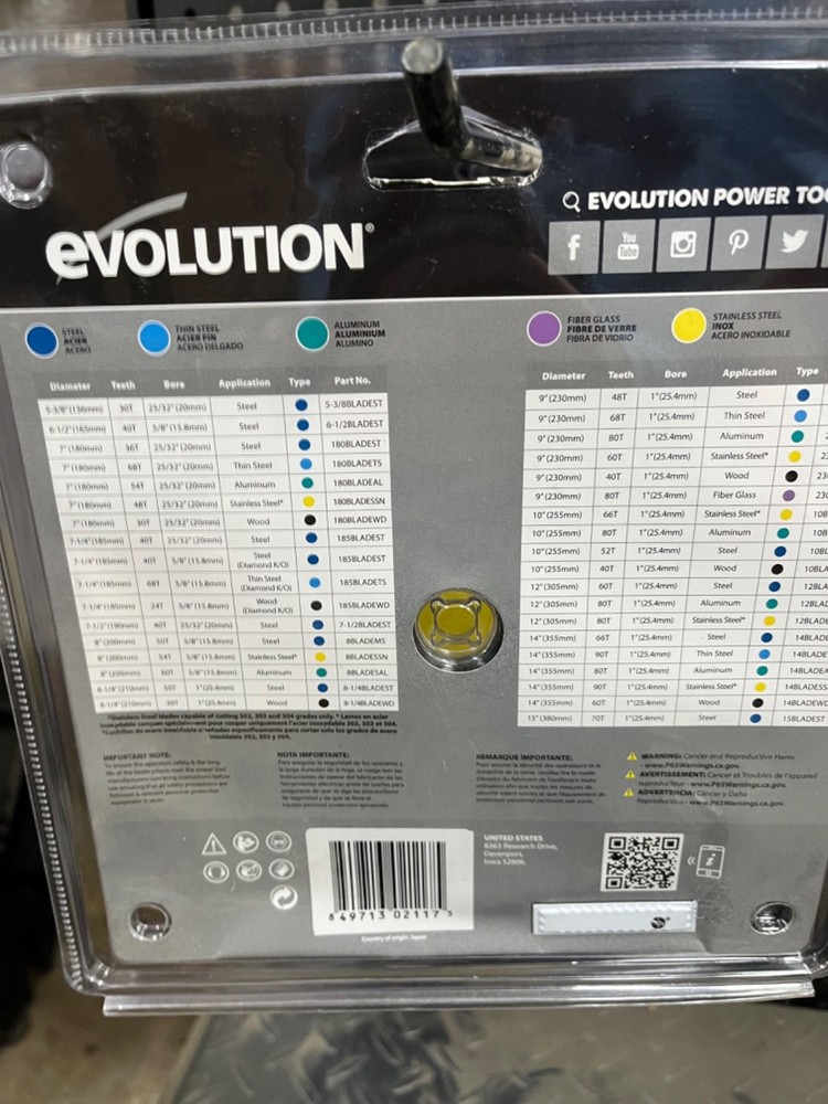7 1/4" Evolution Thin Steel Saw Blade