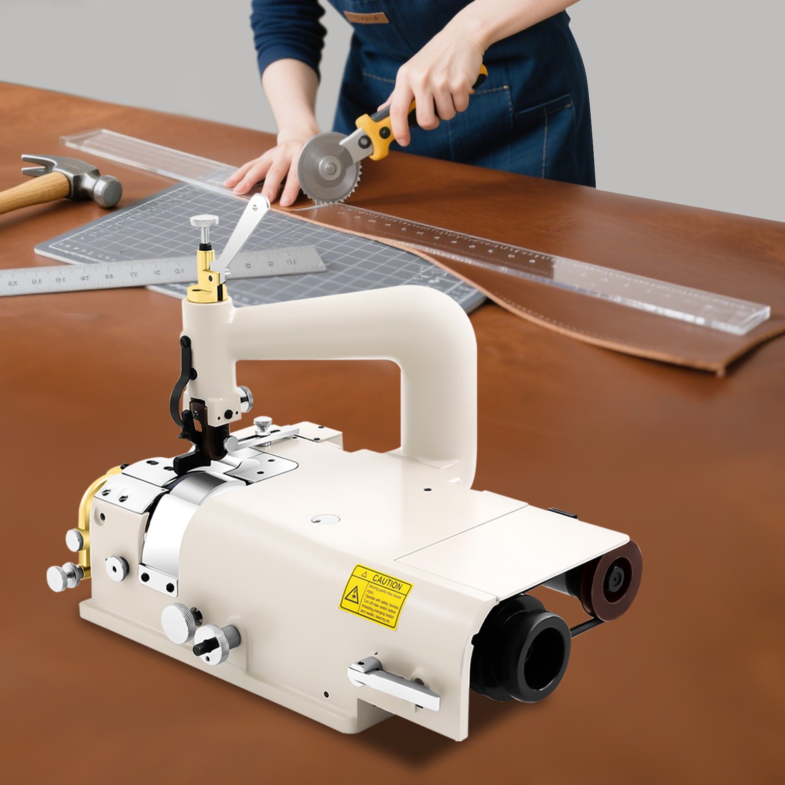 Electric Leather Skiver Skiving Peeling Machine & 600W Brushless Servo Motor Set