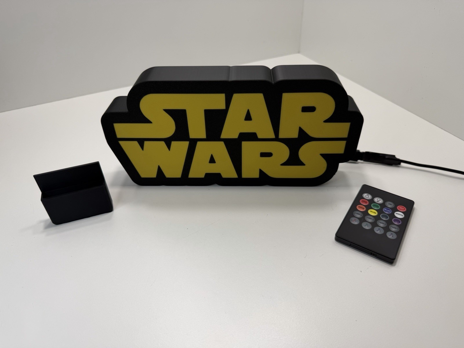 Star Wars RGB MUSIC LED Light Box - 3D Printed with Remote & Holder - Desk Decor