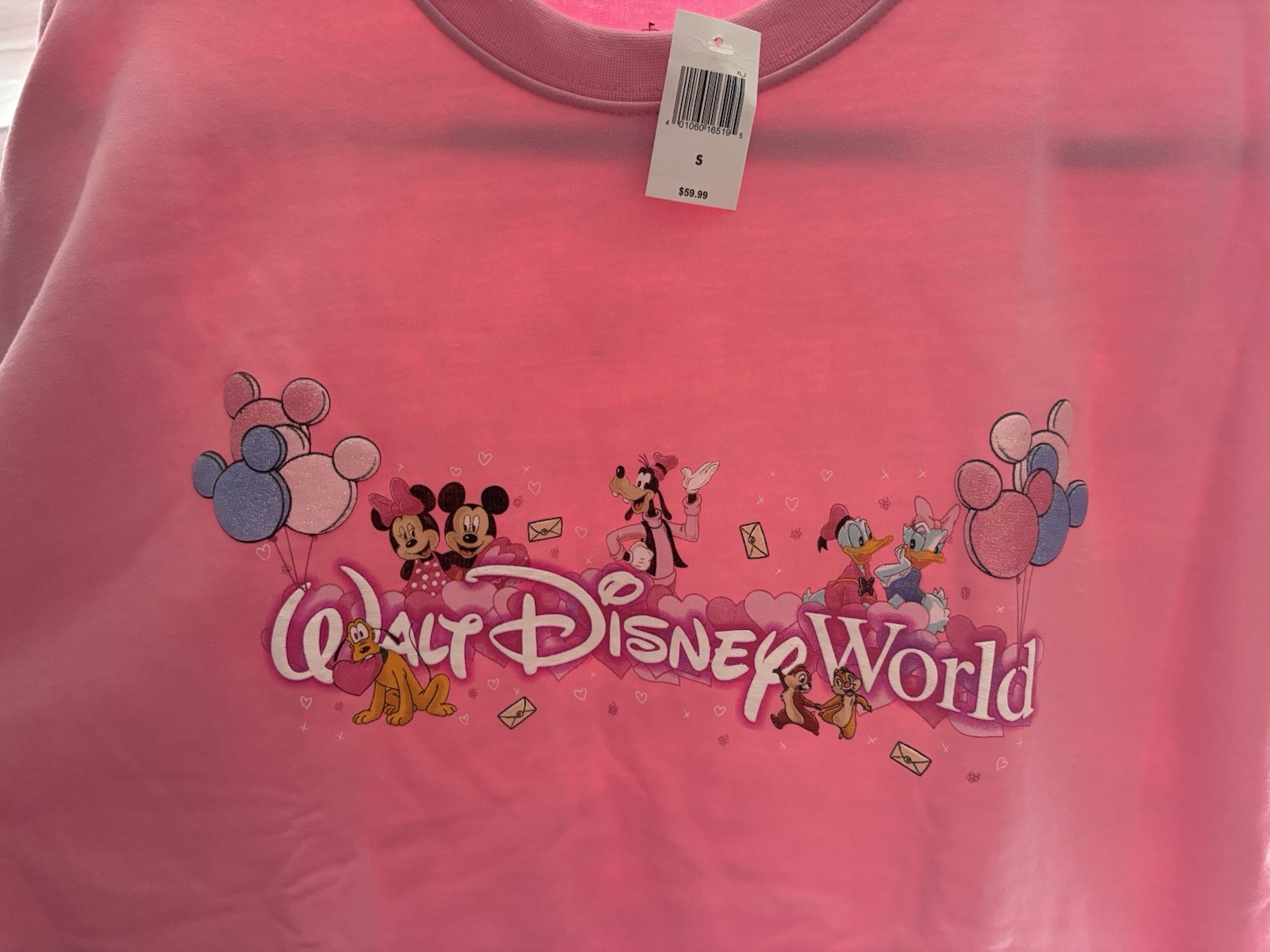 Disney Parks 2026 Pink valentine Pullover/ crewneck sweatshirt*Size S