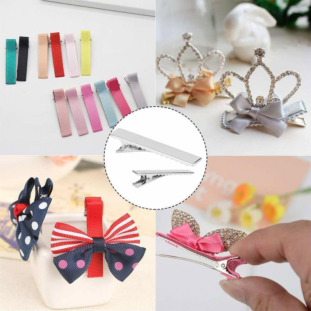100/200/300x Silver Single Prong Alligator Metal Clips 1.75" Hair Bow Clips Bulk