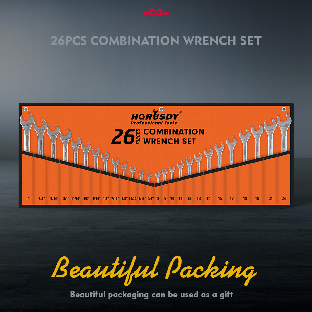 26pc Duo Metric SAE Combination Spanner Set Gear Wrench Standard Head Extra long