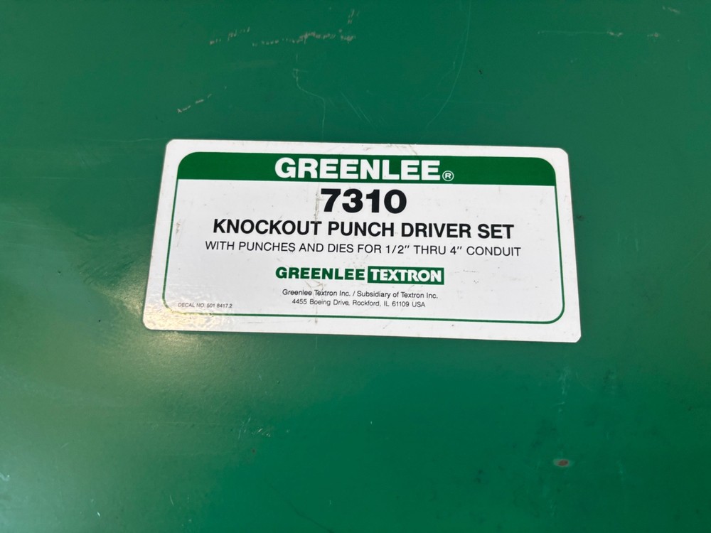 Greenlee Knockout Punch Driver Set 7310 Never Used