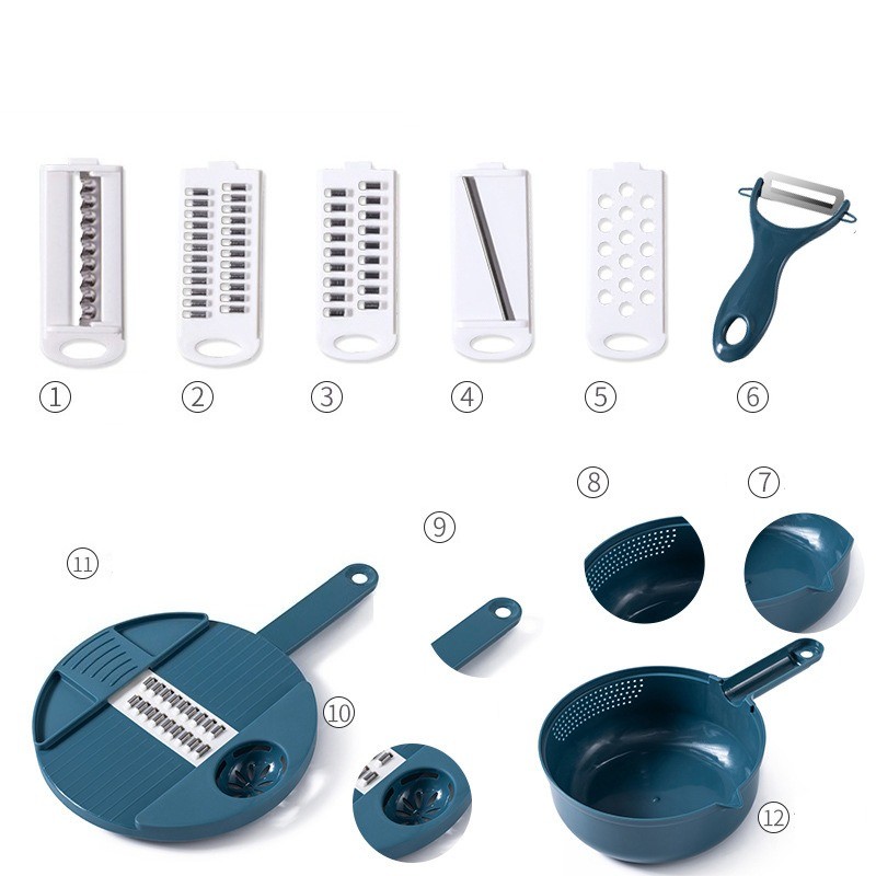 12PCS kitchen slicer multi-functional shredding grating slicing shaving