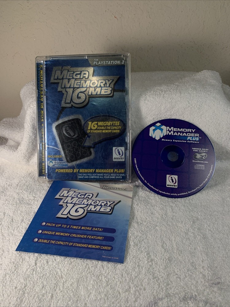 Mega Memory 16MB Memory Manager (Playstation 2, PS2) Case Manual & Disc - Tested