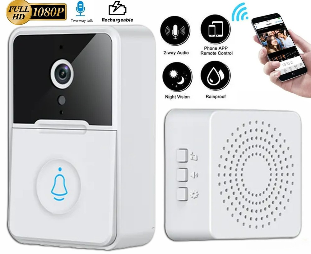 Wireless Smart WiFi Video Doorbell Camera Intercom Ring Bell with Chime Security