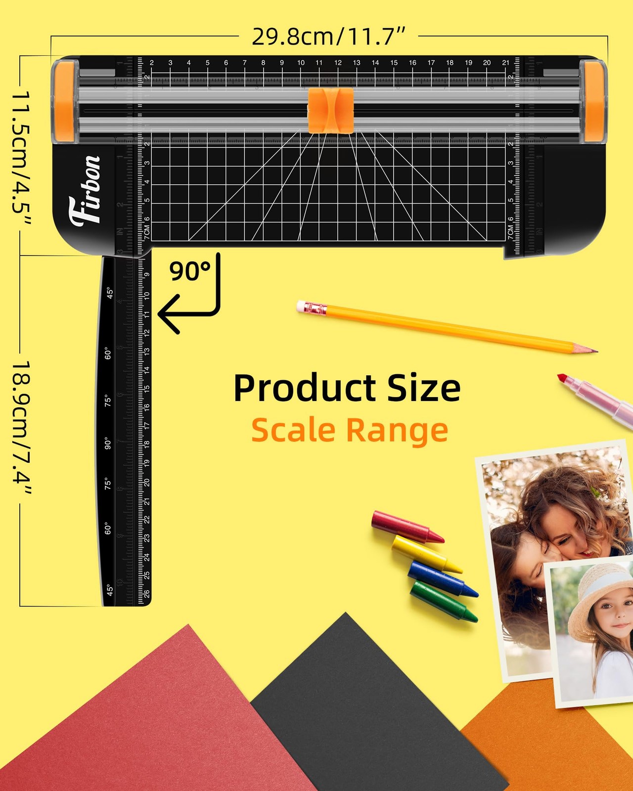 Firbon Black A5 Paper Cutter, Straight Small Paper Trimmer with Side Ruler fo...