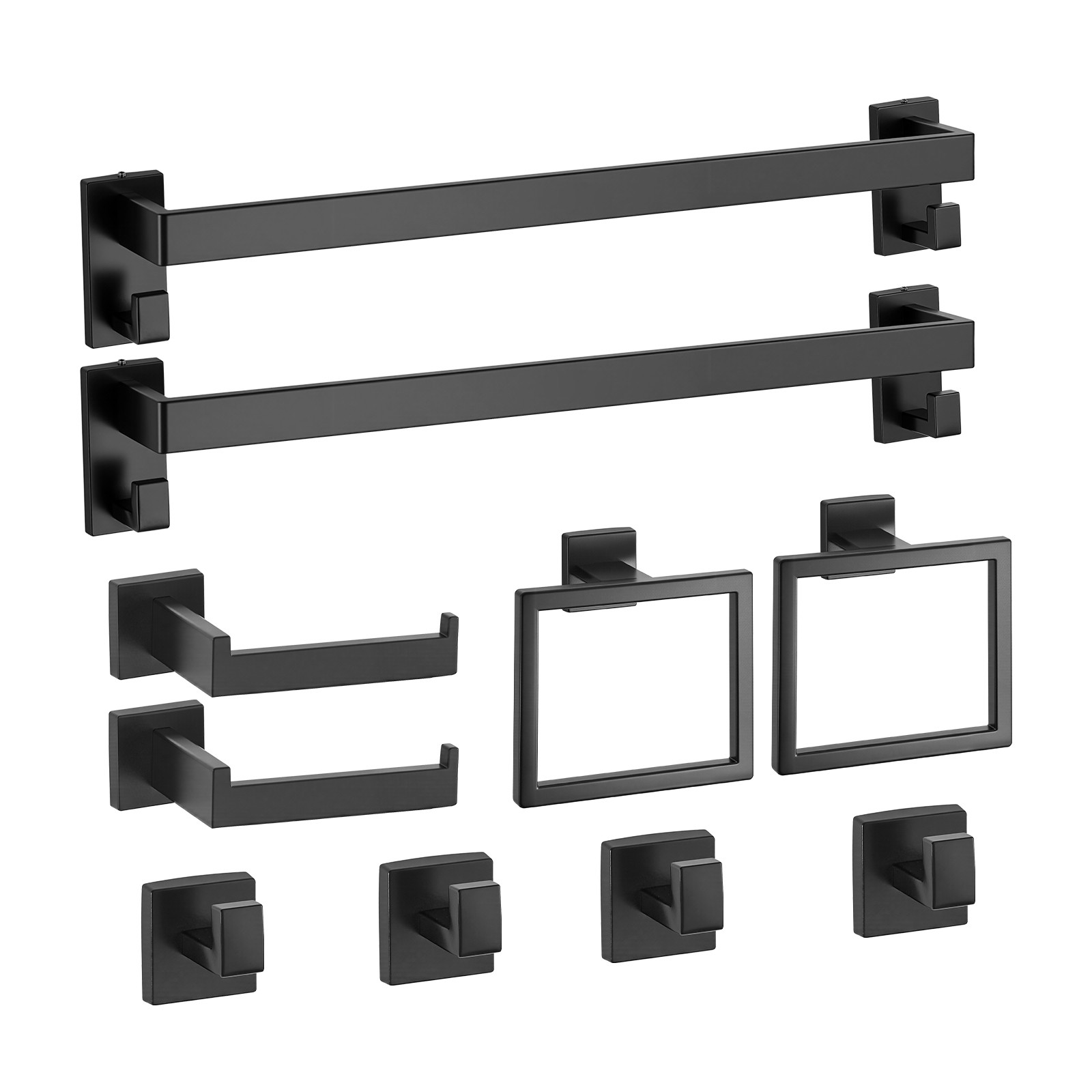 Uimoso 10-Piece Matte Black Bathroom Hardware Set with 24-Inch Towel Bar