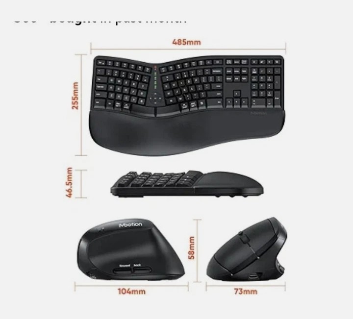 Ergonomic Wireless MEETION Keyboard and Mouse with Vertical Mouse Set
