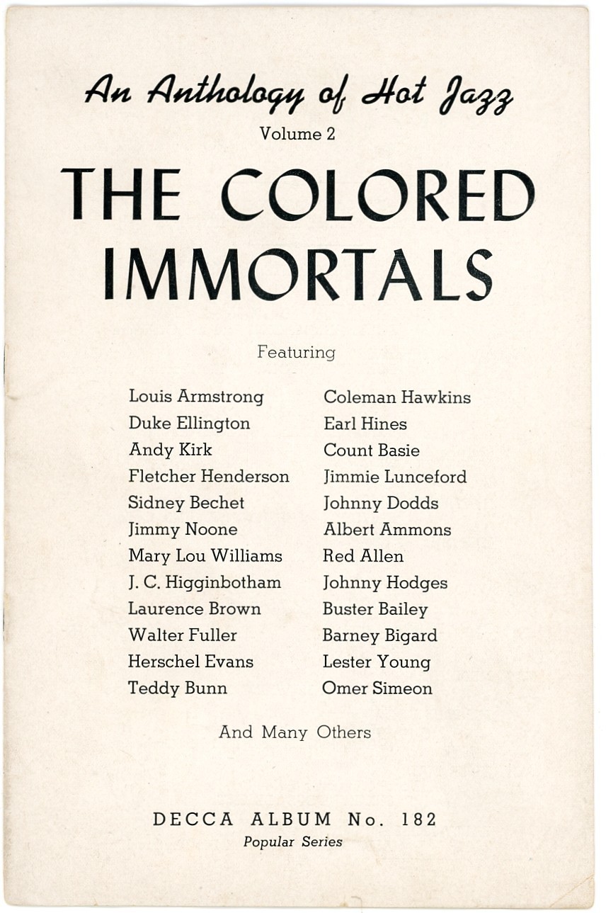The Colored Immortals  orig 1941 Decca Records JAZZ Album Booklet