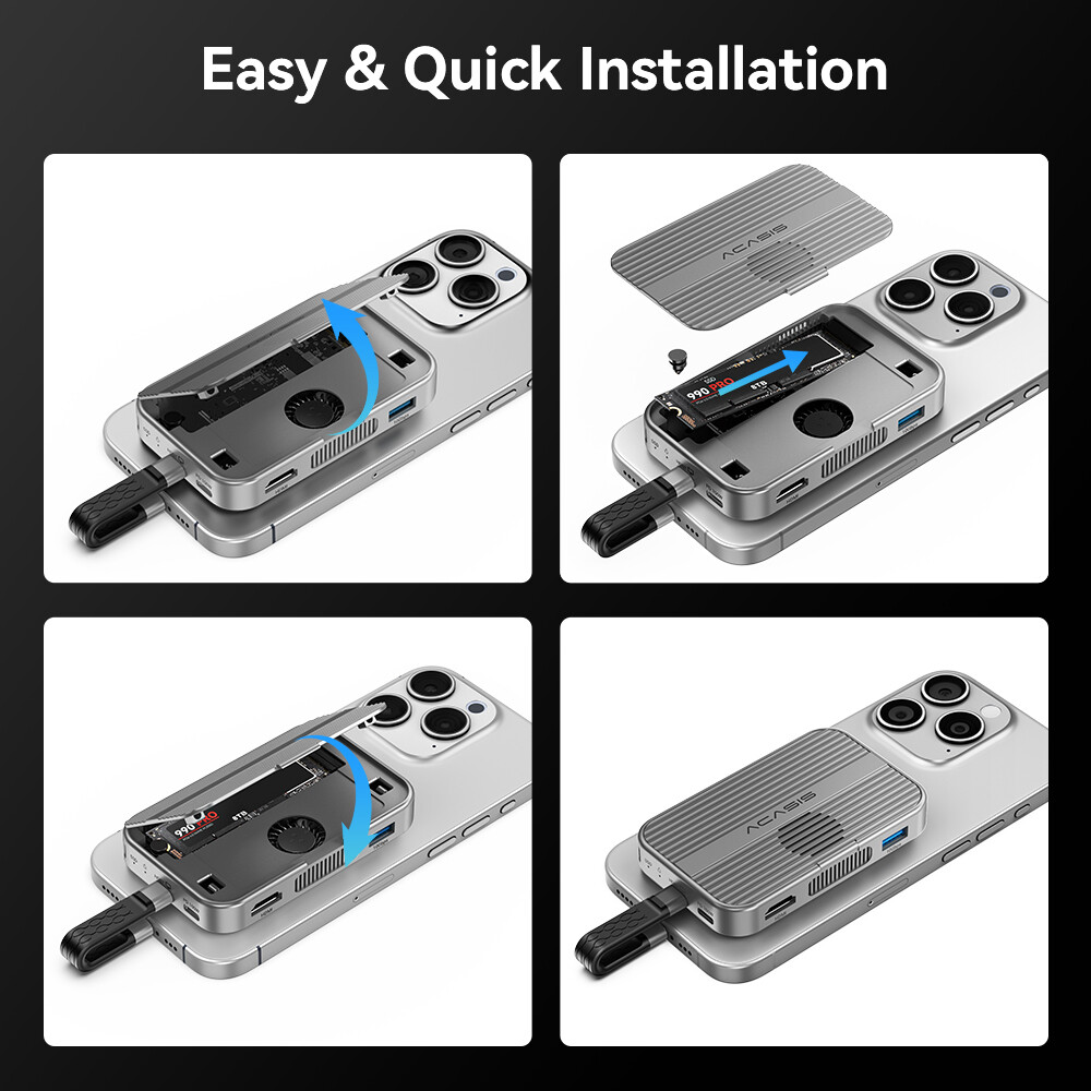 ACASIS 10Gbps Magnetic SSD Enclosure & Docking Station for iPhone 15/16/17 Serie