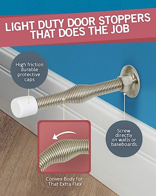 10 Pack Spring Door Stopper Wall Protector 3-inch