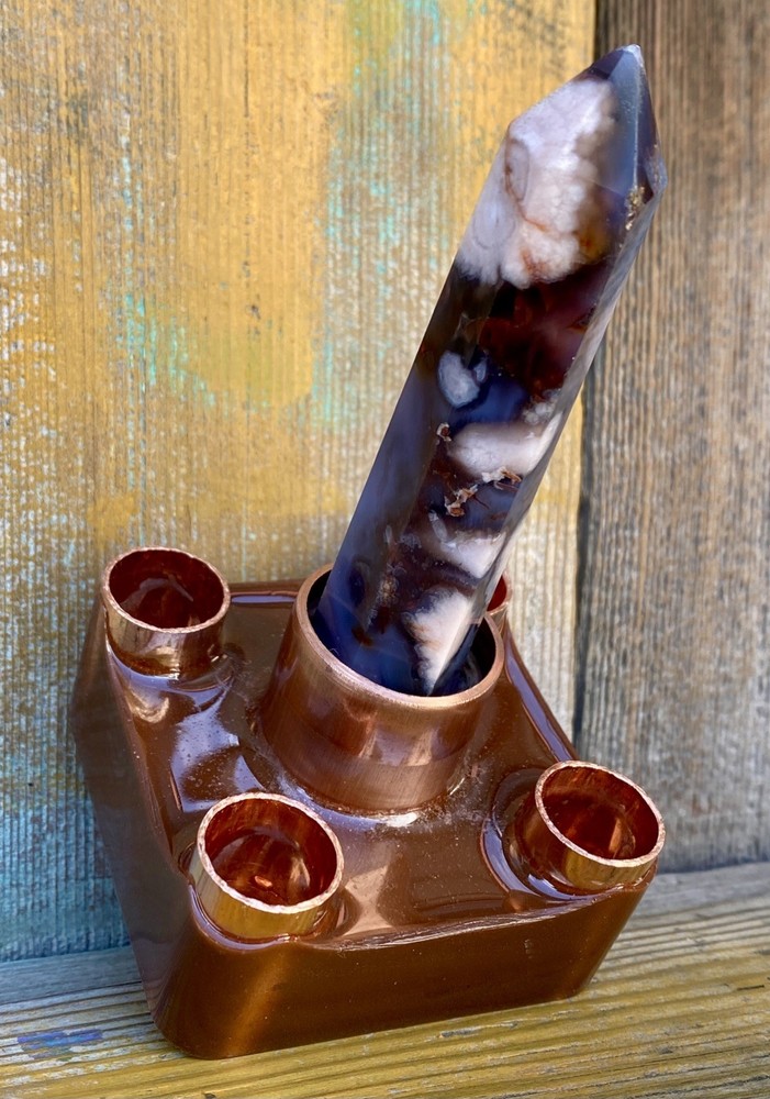 Orgone Cloudbuster with Blue Snowflake Flower Agate Scepter Point & Copper Pipe