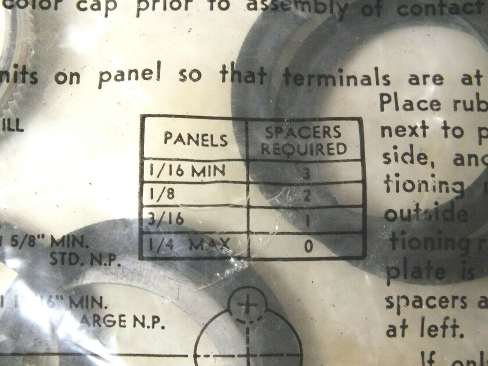 GE General Electric Panel Drilling And Mounting Data 1/16 Min 1/4 Max NOS