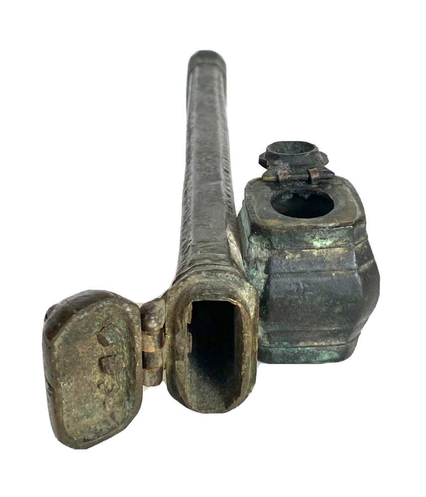 Antique Hand Made Syrian Pen & Ink  Holder Solid Brass 9" Long