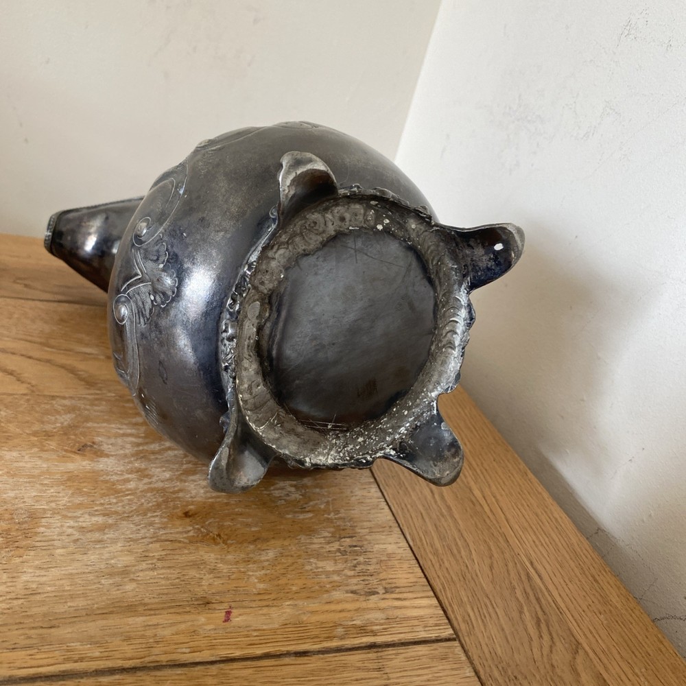 Antique Victorian Silver Pitcher Footed Lidded Jug