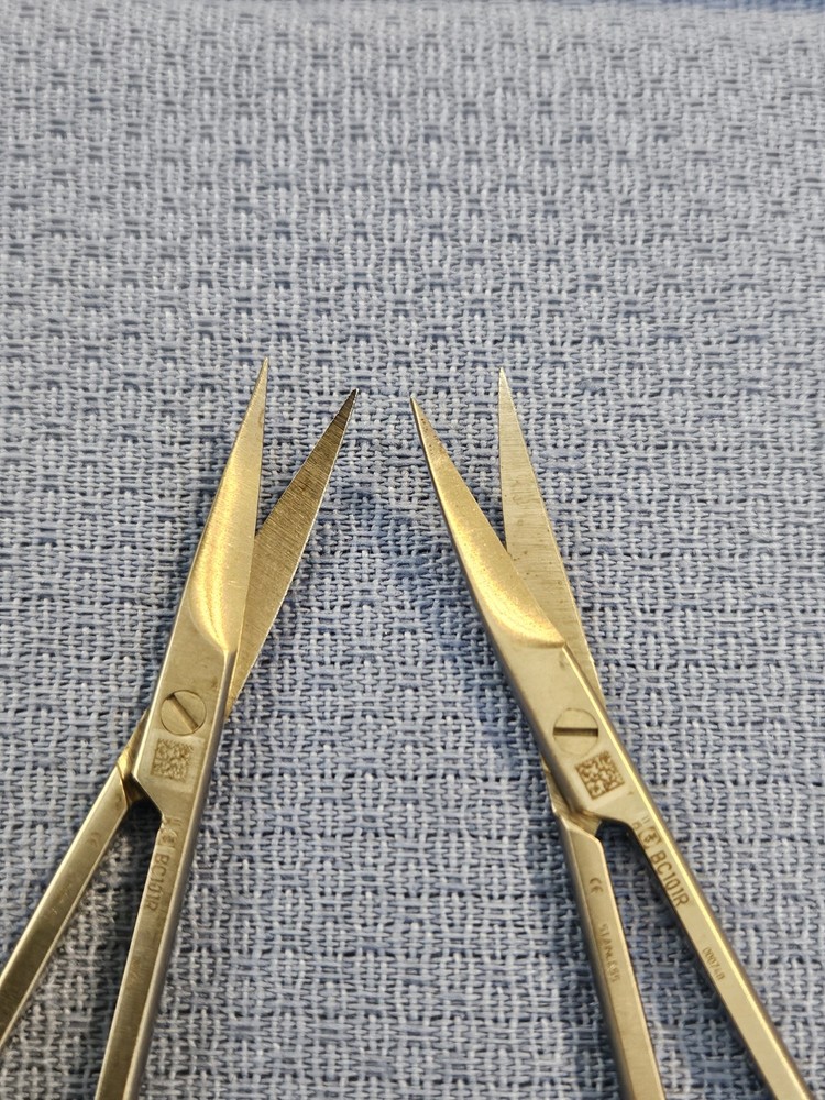 (2) AESCULAP BC101R Fine Curved Iris Scissors with Sharp T | 90 mm | 9 Cm