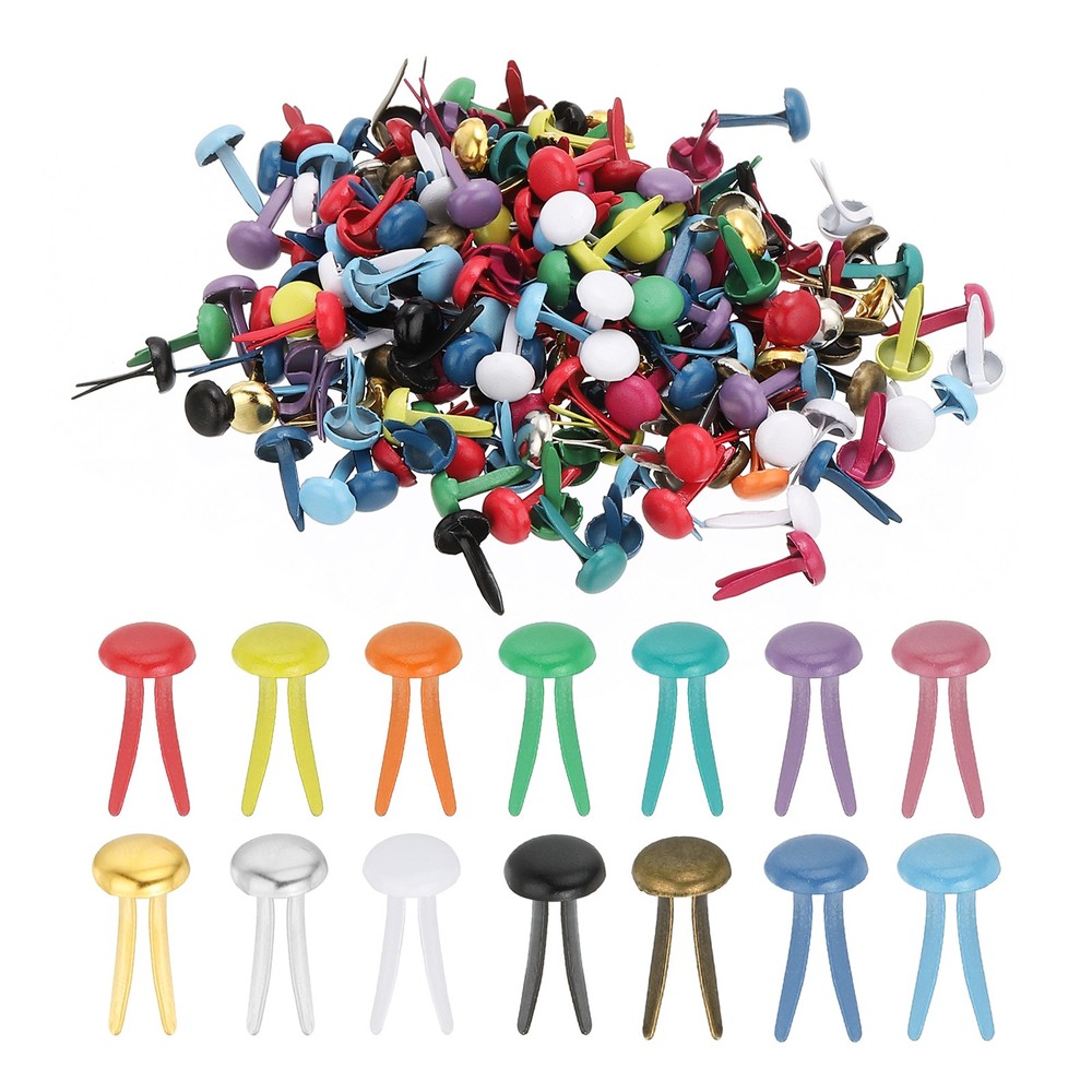 1000 PCS Paper Brass Fasteners Split Pins, Multicolored, 5 x 9 mm