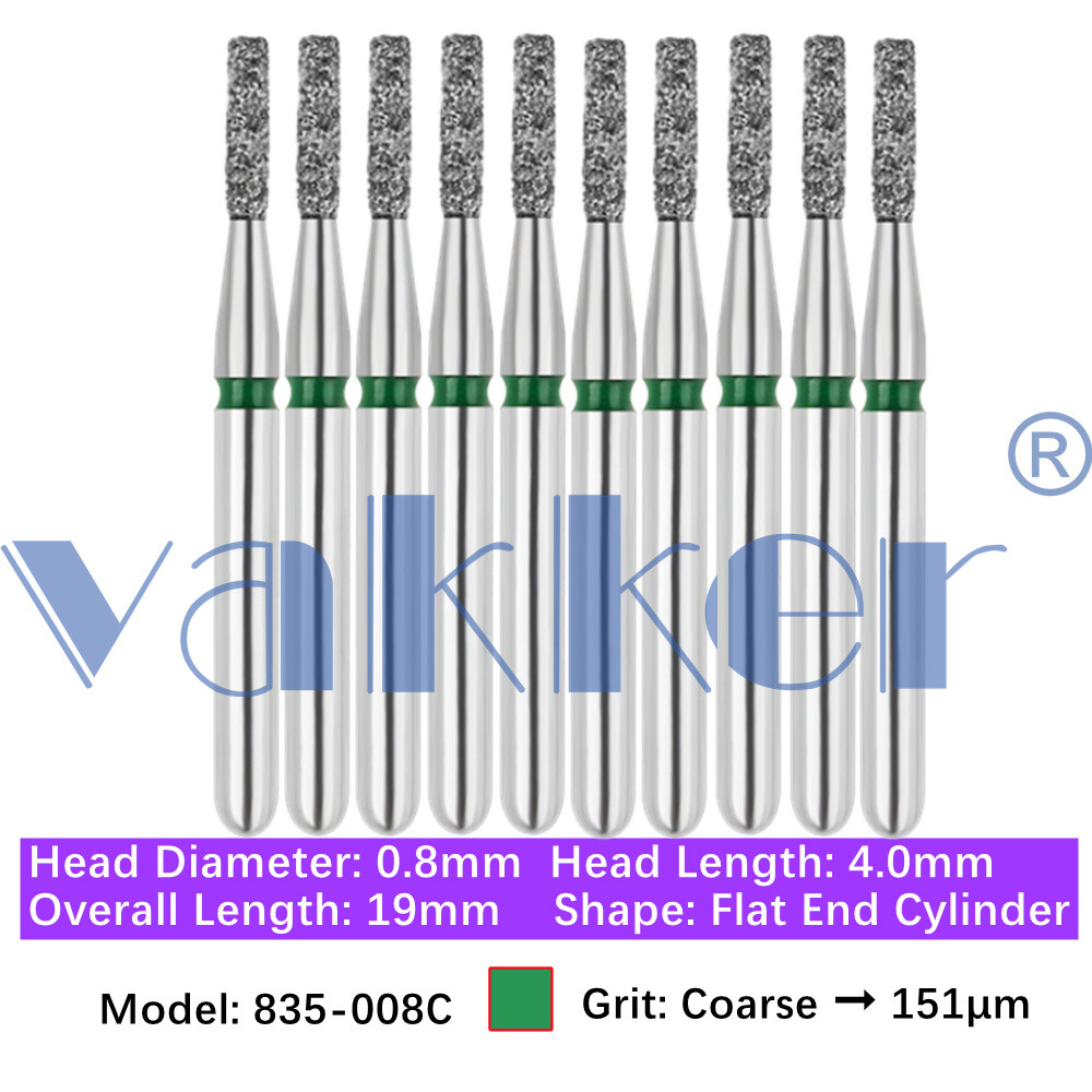 10pc Dental FG Diamond Burs for High Speed Flat/Round End Cylinder Polishing Bur