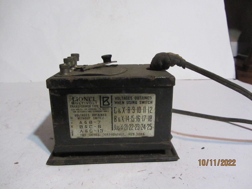 LIONEL MULTIVOLT TRANSFORMER TYPE B PRE WAR UNIT