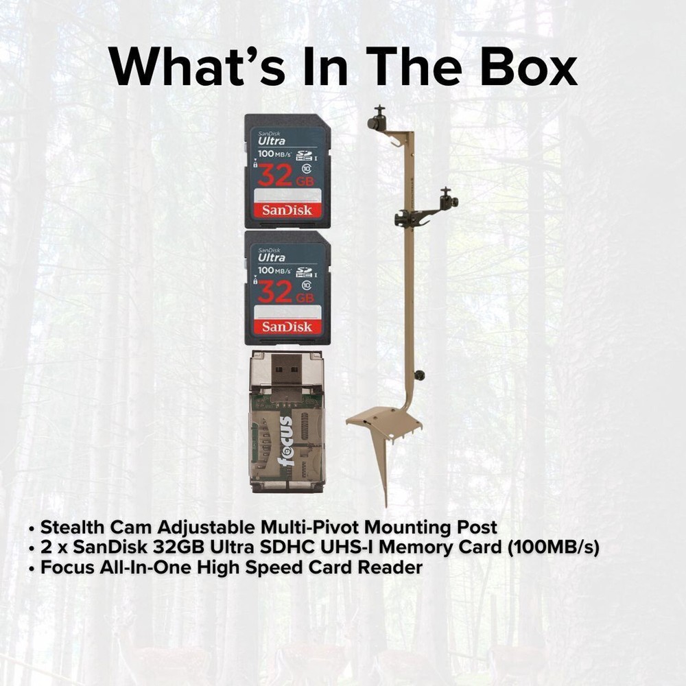 Stealth Cam Adjustable Multi Pivot Mounting Post with Card Reader Bundle