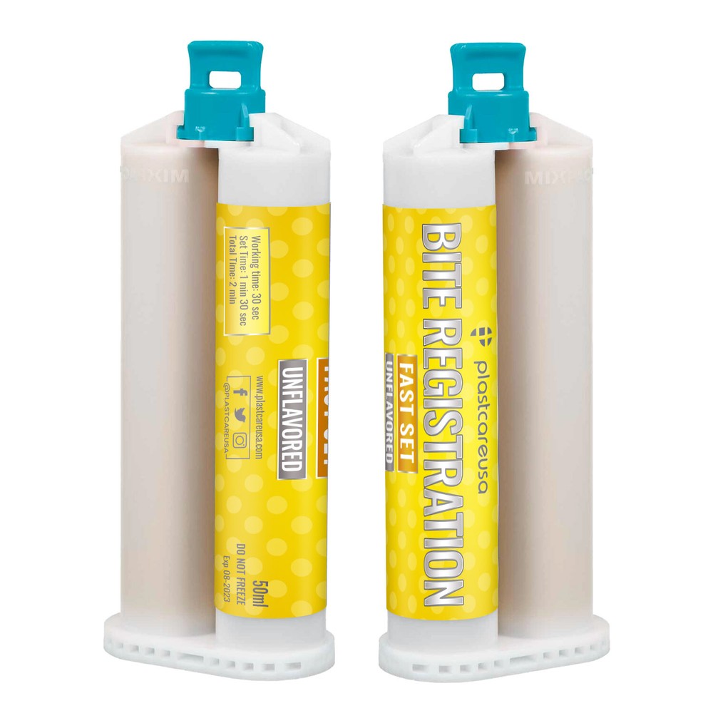 VPS Unflavored Bite Material – Fast Set, 2 x 50ml + 4 Mixing Tips