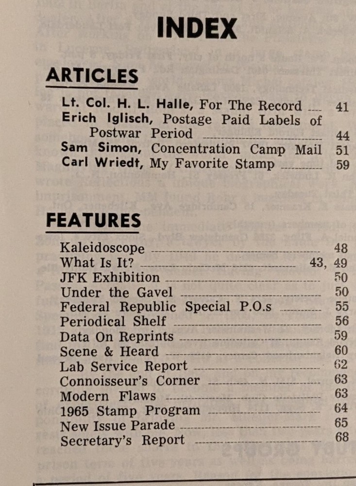 German Postal Specialist Feb '65 Concentration Camp Mail Postwar Post Paid Label