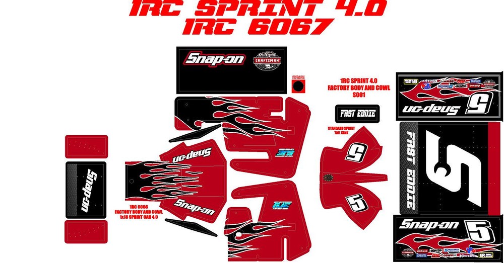 1RC SPRINT WRAP BLACK FLAMES THEME WRAP KIT