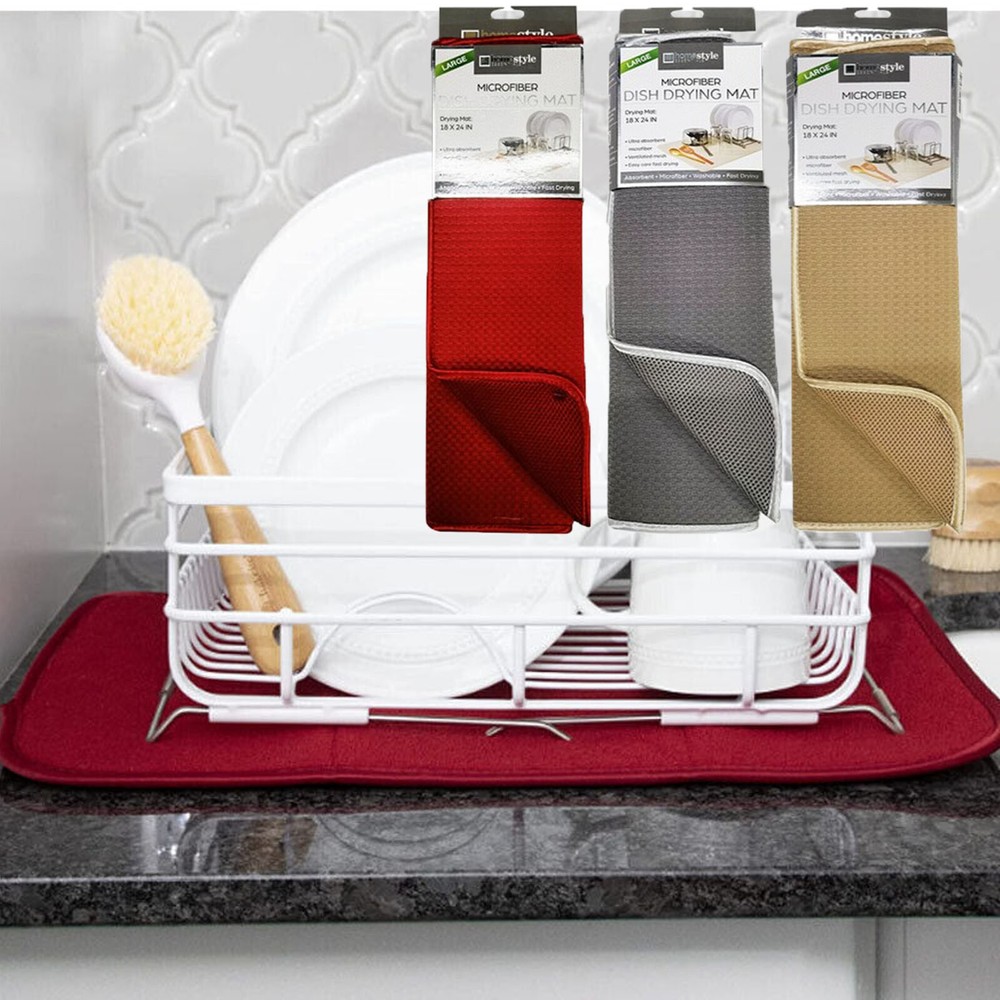 Dish Mat Drying Kitchen Mat  24" x 18" Reversible Microfiber Dish Drying Mat