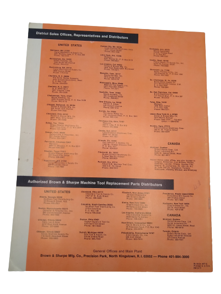 Brown & Sharpe - Machine Tools Condensed Catalog (1972)