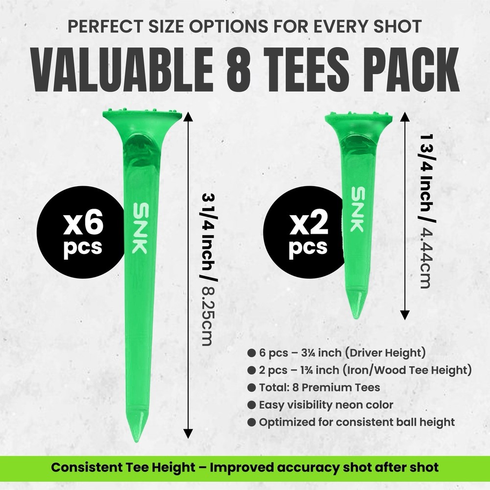 SNK Golf Tees (3 Pack-21pcs) – Virtually Unbreakable Plastic – Long Drive