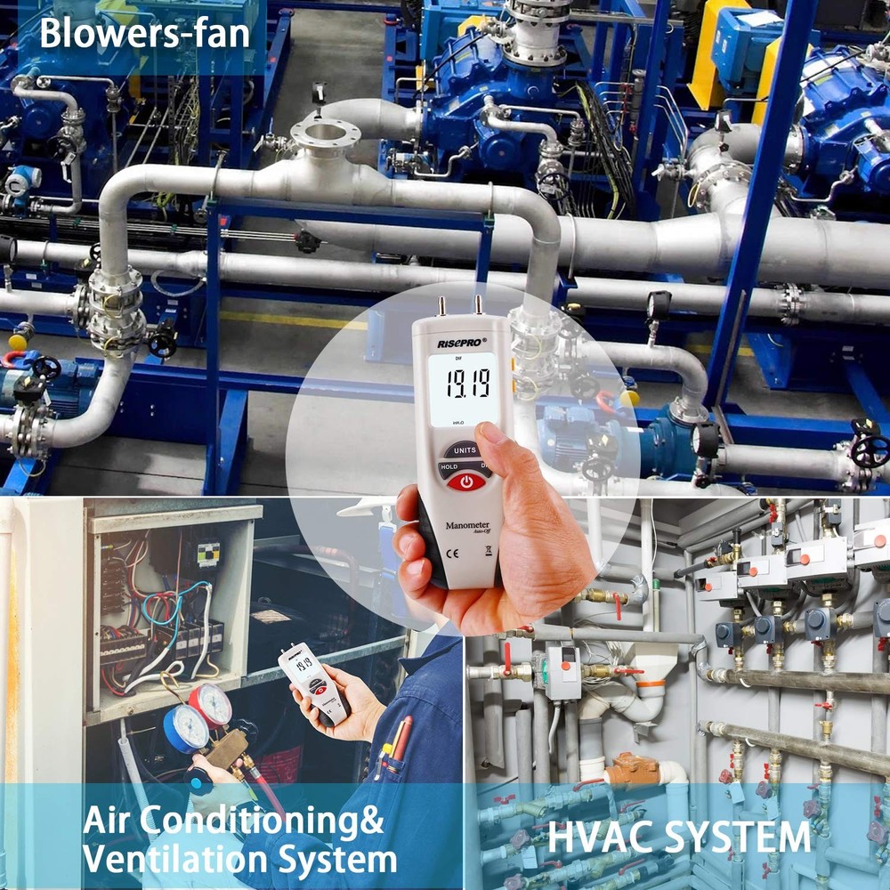 Manometer, RISEPRO® Digital Air Pressure Meter and Differential Pressure...
