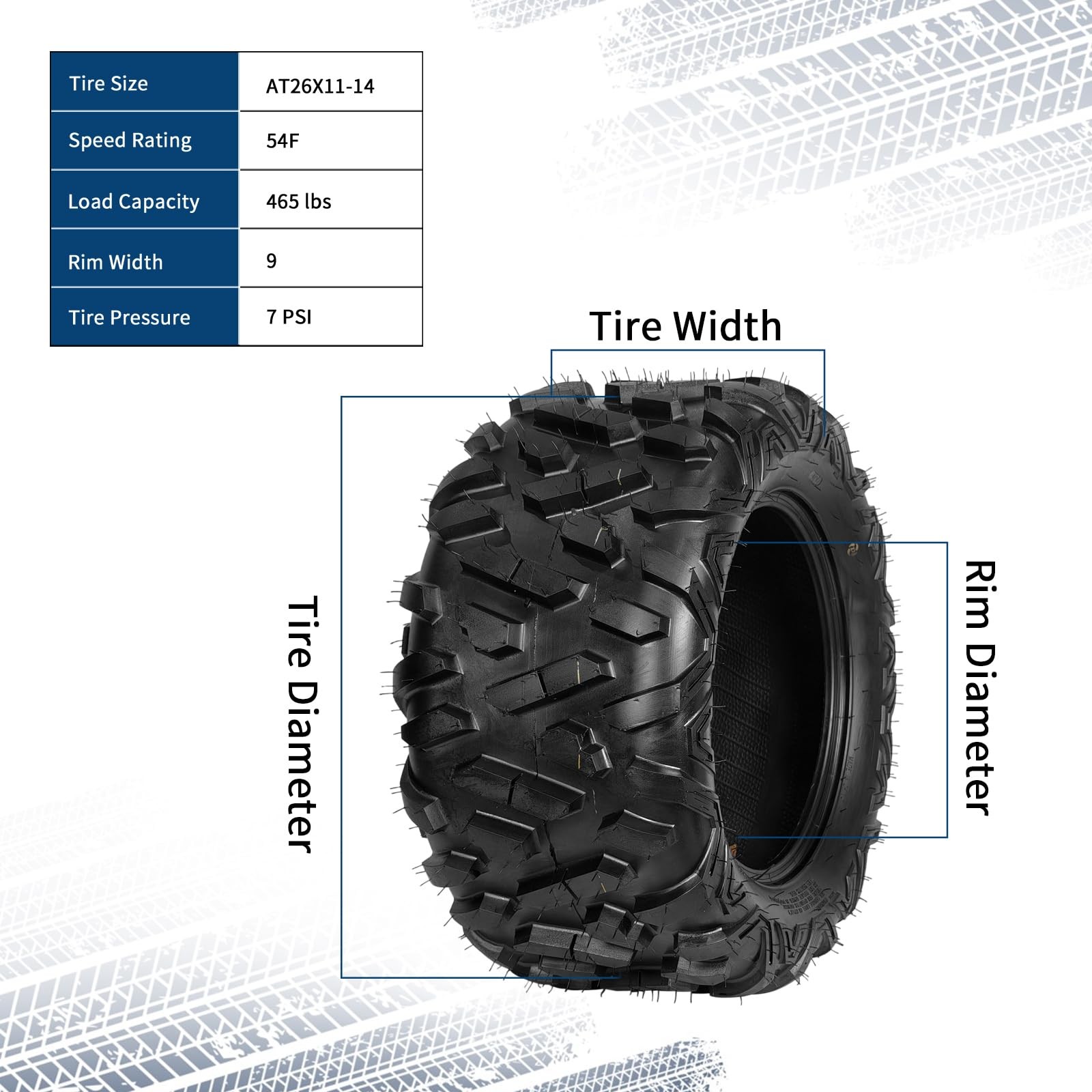 4pcs 26x9-14 26x11-14 Front Rear ATV UTV Tires 26x9x14 26x11x14 6 Ply Mud Tires