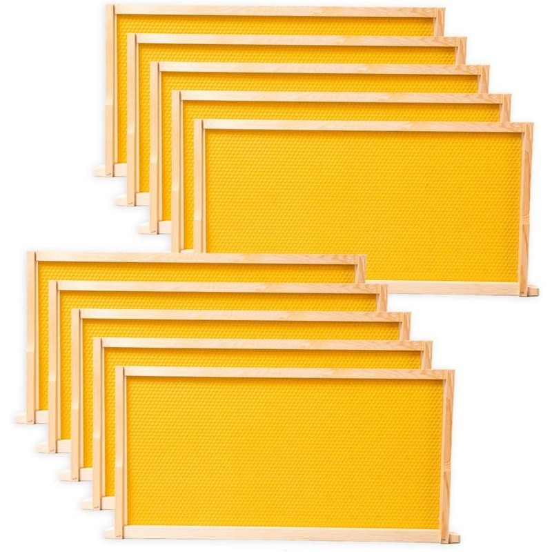 10 Pack Deep Hive Frames Wax Foundations Langstroth Beehive Easy Assembly New