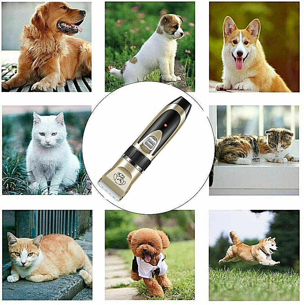 Dog Cat Pet Grooming Kit Rechargeable Cordless Electric Hair Clipper Trimmer Set