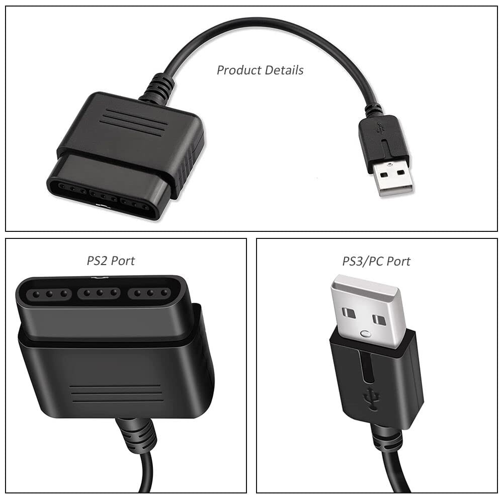 PS2 Controller to USB Adapter Converter, 2 Pack Compatible with PS1/PS2...