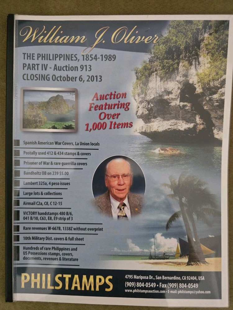 PHILIPPINES FILIPINAS Stamp Auuction Catalog William Oliver Collection