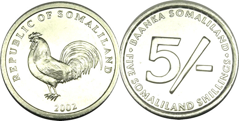 elf Somaliland 5 Shillings 2002 Rooster