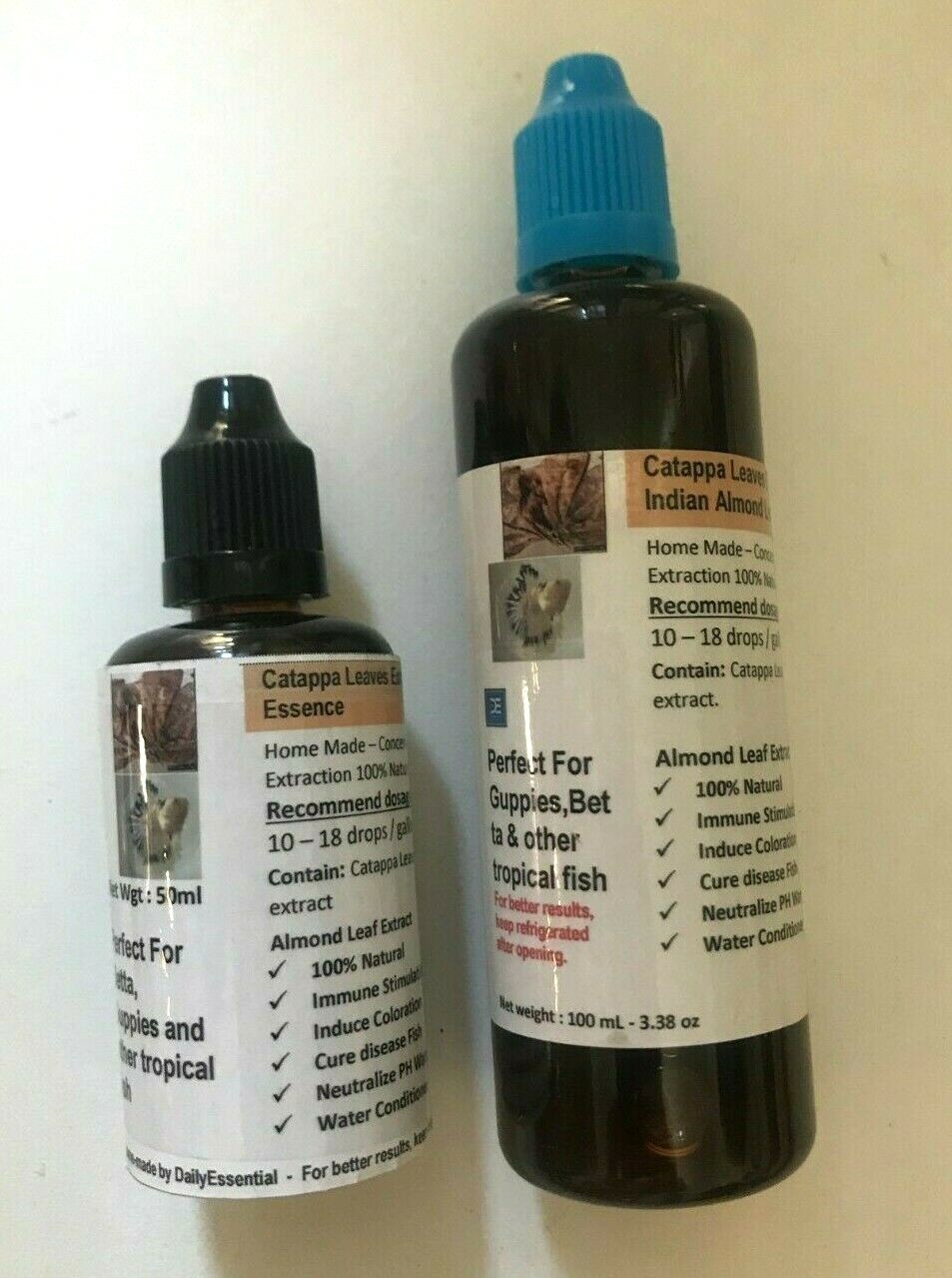 Catappa Extract- Indian Almond Leaf Essence for Bettas & Other Fish 50 mL,100mL