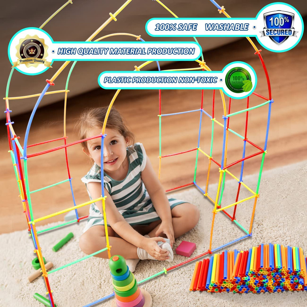 STEM Straw Constructor Building Set 600Pcs Educational Kit for Kids 3-7 Years