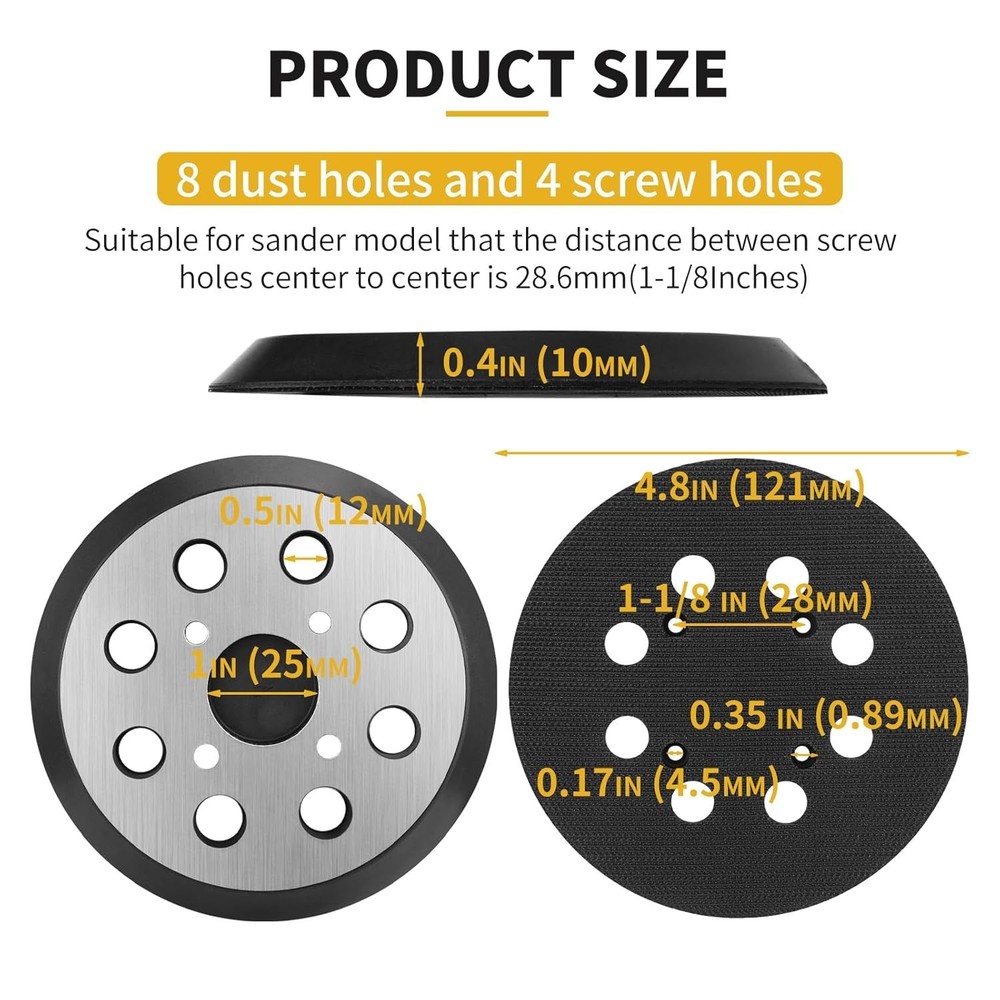 4-Pack 5" Hook & Loop Sander Pads for Ryobi & More