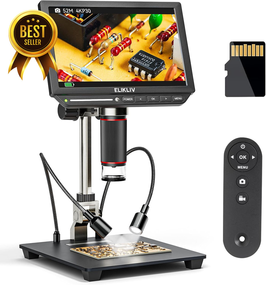 4K Digital Microscope EM4K 8” Screen 52MP HDMI 2000X Soldering Microscope 10” St
